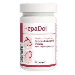 HepaDol 60 Tabletten – Ergänzungsfutter für Hunde und Katzen zur Unterstützung der Leberfunktion und des Stoffwechsels.